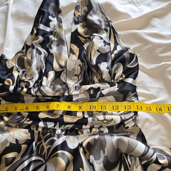 FAUST Paris Designer Geometric Halter Midi Dress Satin Size XS/S Satin EUC - Picture 8 of 9